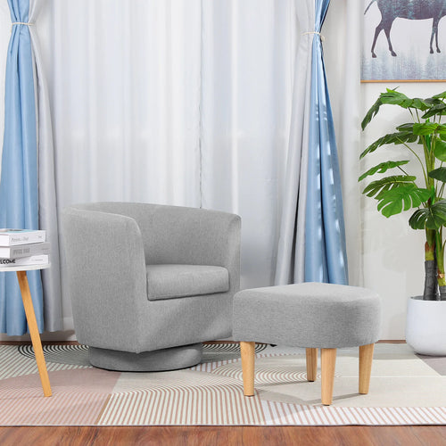 Cozy Swivel Chair with Ottoman
